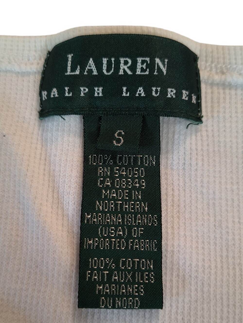 Lauren Ralph Lauren White and Navy Marine Supply Co Waffle Knit Top Size S - Picture 6 of 6